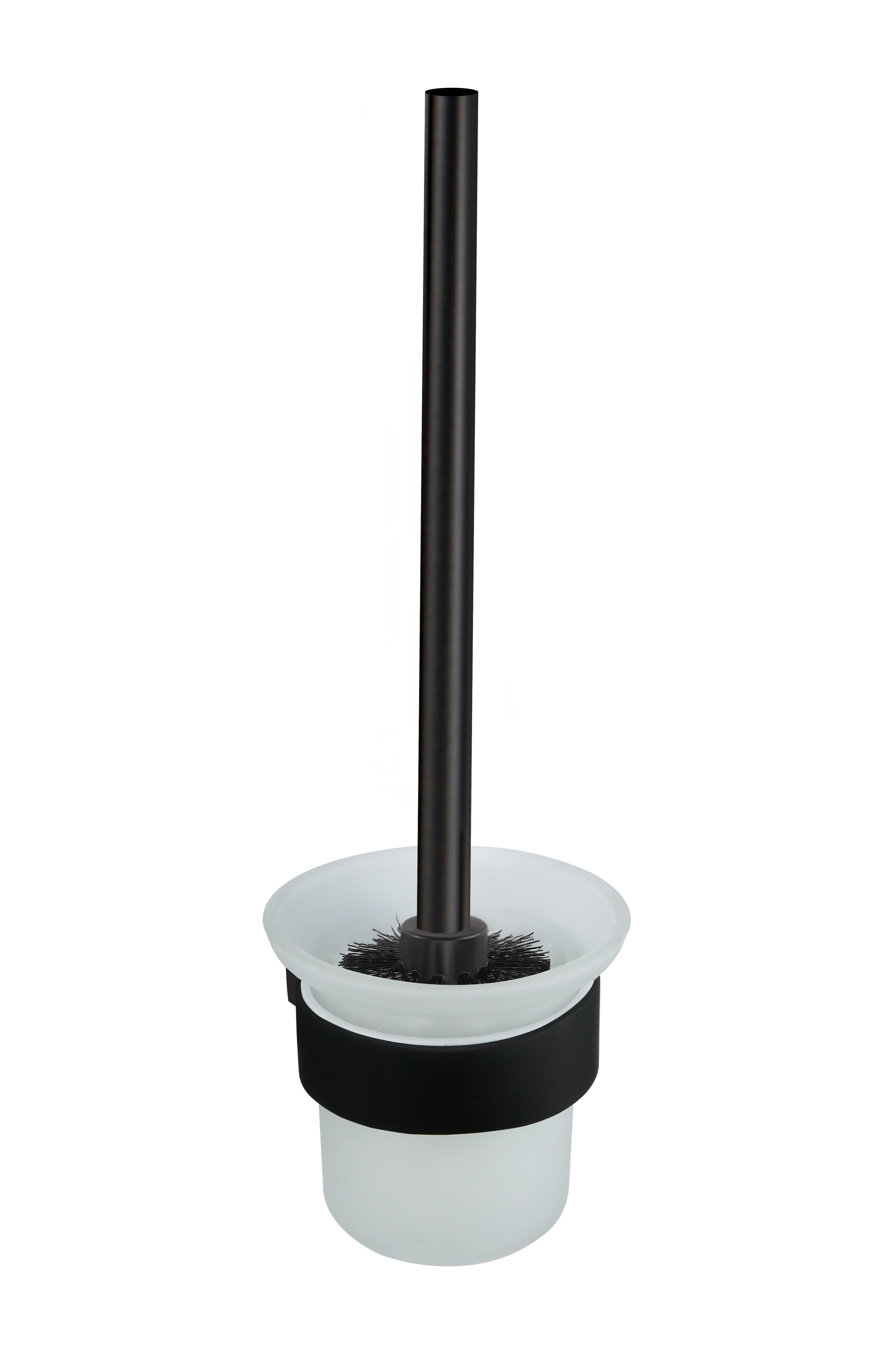 Faneco Sydney scopino wc con manico avvitato vetro-nero HSTB1XBL