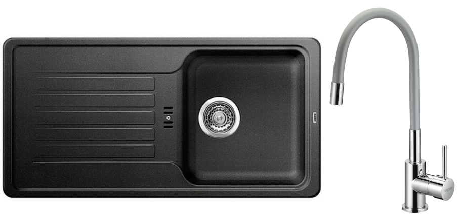 Set lavello in granito Blanco Favos 45 S 516617, rubinetto da cucina Hagser Emma HGR40000035