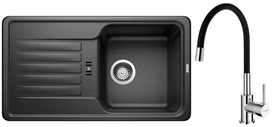 Set lavello in granito Blanco Favos Mini 526078, rubinetto da cucina Hagser Emma HGR30000035