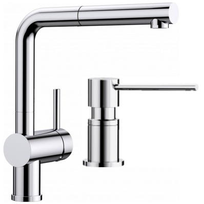 Set rubinetto da cucina Blanco Linus-S 512402, dispenser di liquidi Blanco Lato 525808