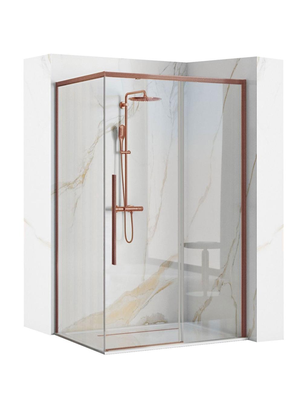 Rea Solar box doccia 120x90 cm rettangolare rame spazzolata/vetro trasparente REA-K9514