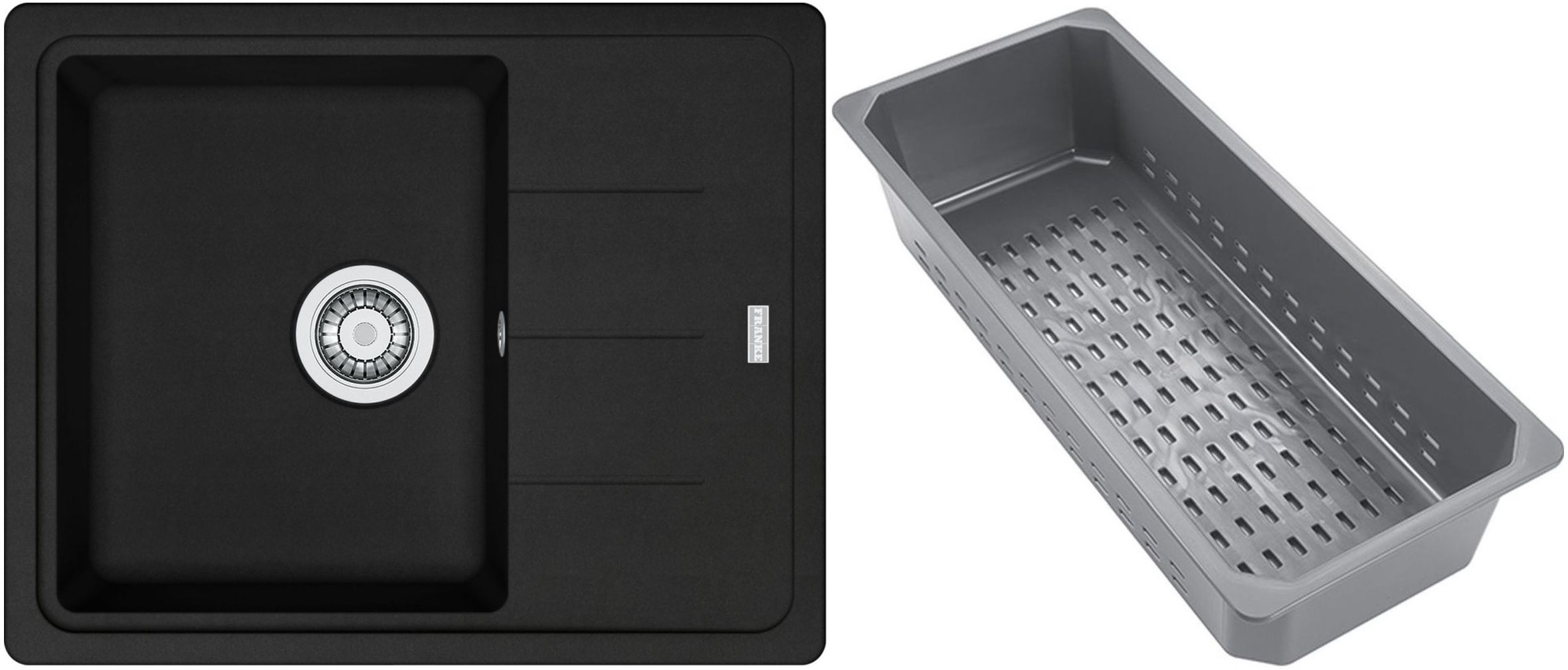 Franke Basis lavello in granito con inserto gocciolatoio 62x50 cm nero 114.0741.958