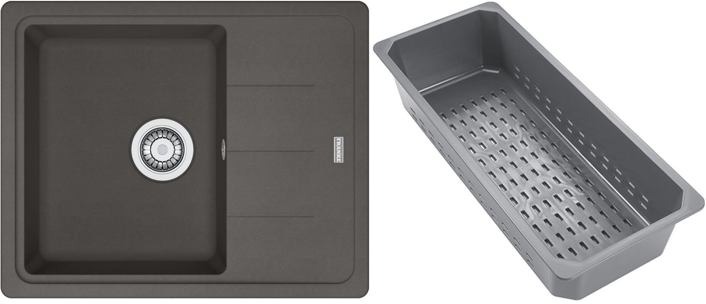Franke Basis lavello in granito con inserto gocciolatoio 62x50 cm grigio/grafite/inox 114.0741.956