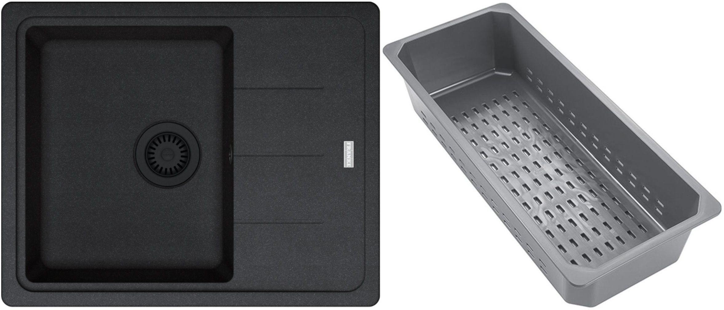 Franke Basis lavello in granito con inserto gocciolatoio 62x50 cm grigio/grafite/inox 114.0743.083