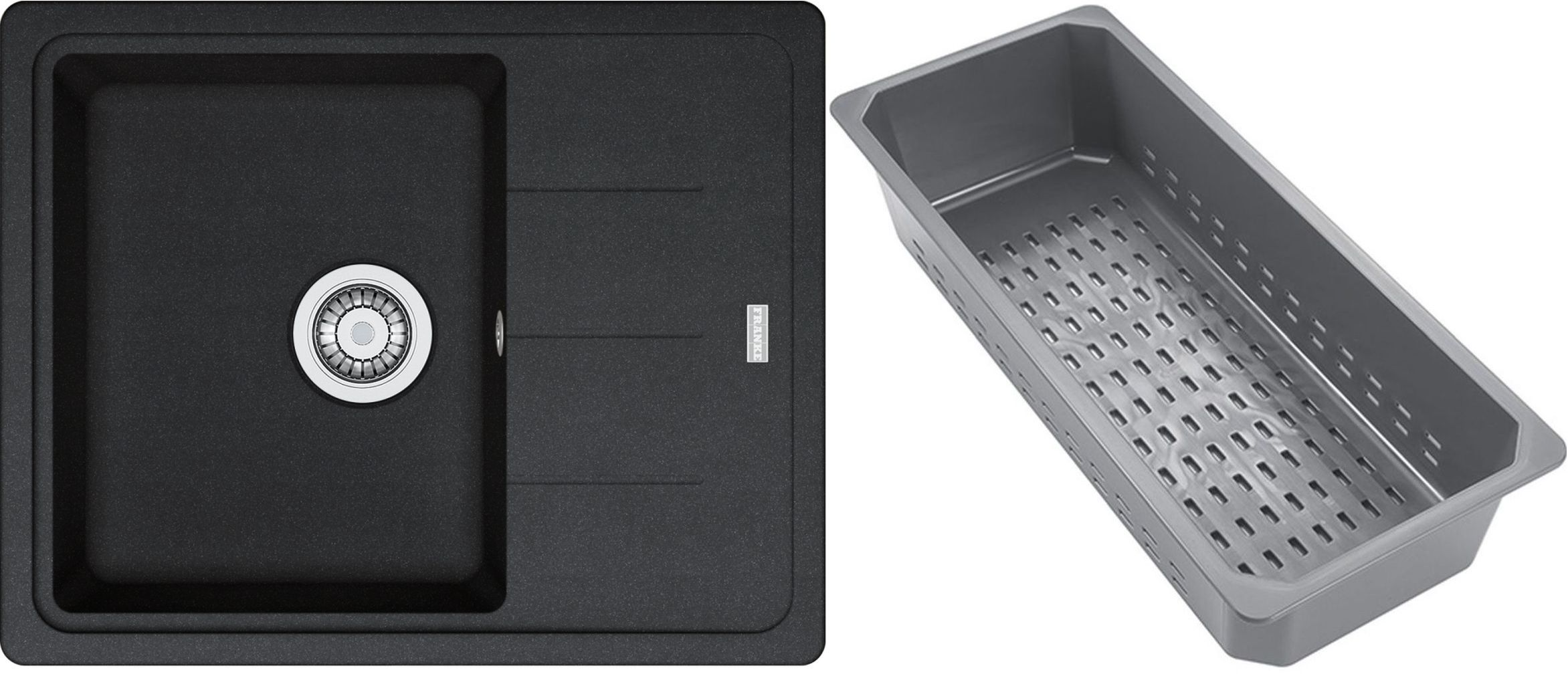 Franke Basis lavello in granito con inserto gocciolatoio 62x50 cm grigio/grafite/inox 114.0741.957