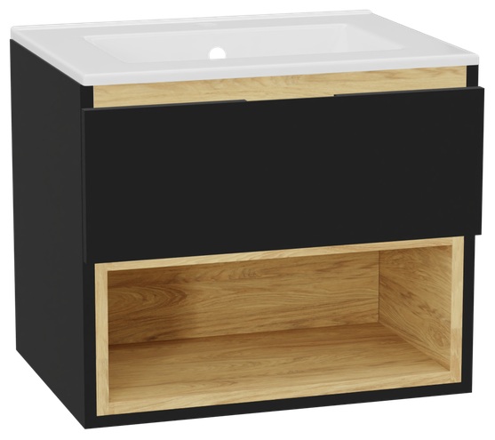 Set corpo dell'armadietto Excellent Tuto 2.0 MLEX.2171.600.BKBL, lavabo Excellent As CEEX.3617.600.WH, MLEX.2151.600.01.BK
