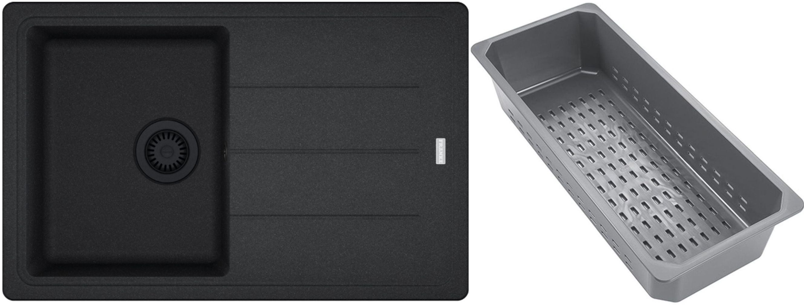 Franke Basis lavello in granito con inserto gocciolatoio 78x50 cm grigio/grafite/inox 114.0743.084