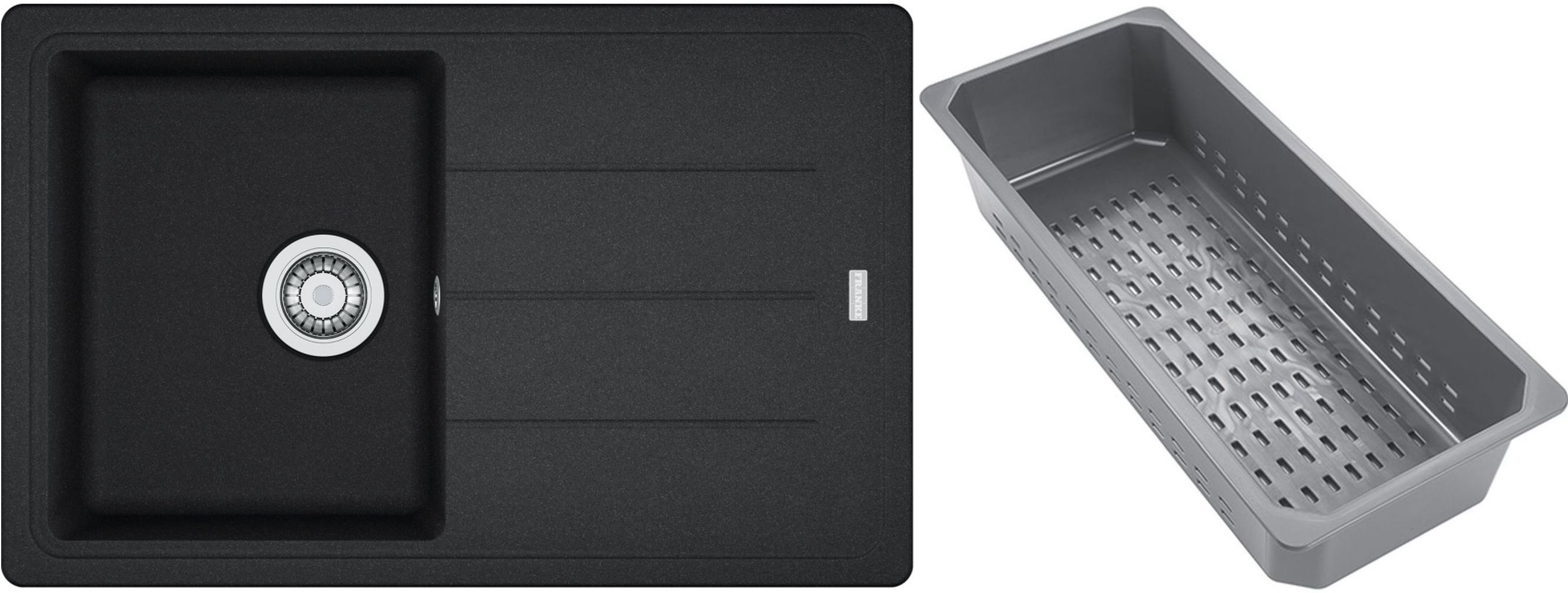 Franke Basis lavello in granito con inserto gocciolatoio 78x50 cm grigio/grafite/inox 114.0741.962