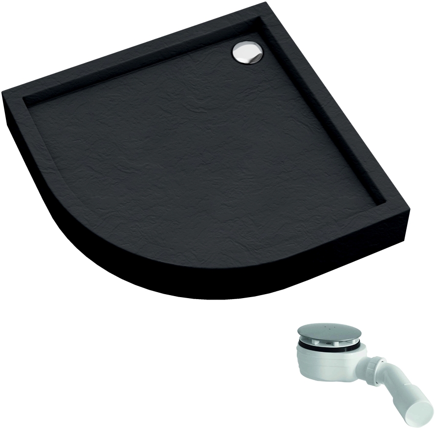 Schedline Favory Plus Black Stone piatto doccia semicircolare con sifone 90x90 cm nero 3ST.F1O-9090/C/ST