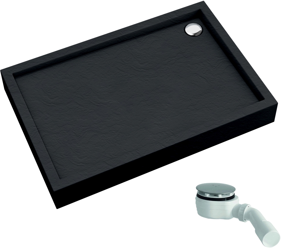 Schedline Favory Plus Black Stone piatto doccia rettangolare con sifone 100x80 cm nero 3ST.F1P-80100/C/ST