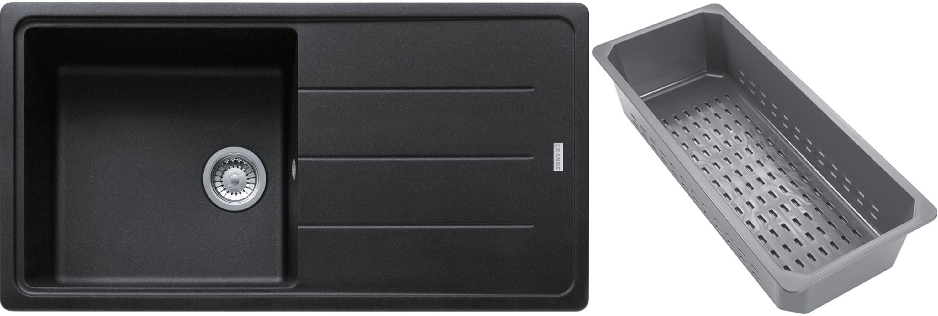 Franke Basis lavello in granito con inserto gocciolatoio 97x50 cm grigio/grafite/inox 114.0743.010