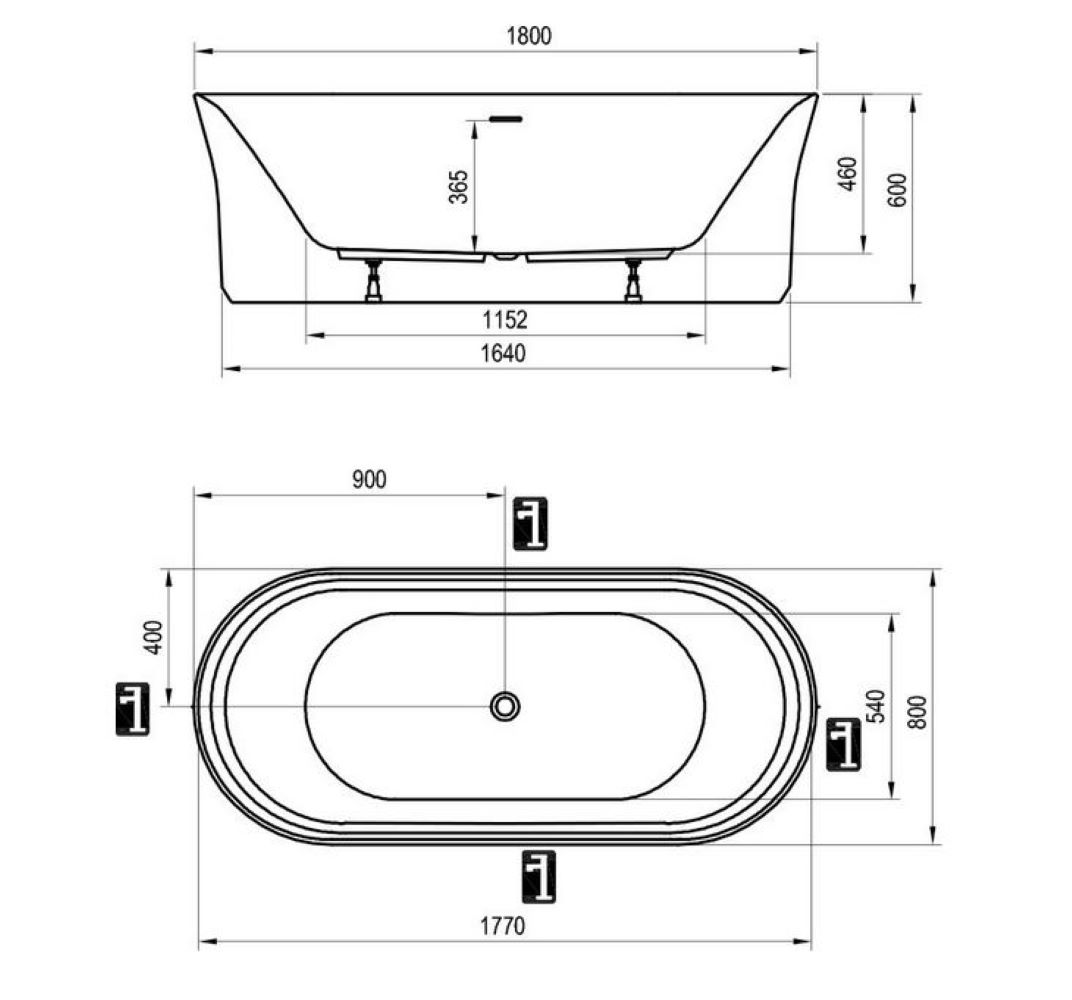 Ravak Ypsilon vasca da bagno freestanding 180x80 cm bicolore XC00100085