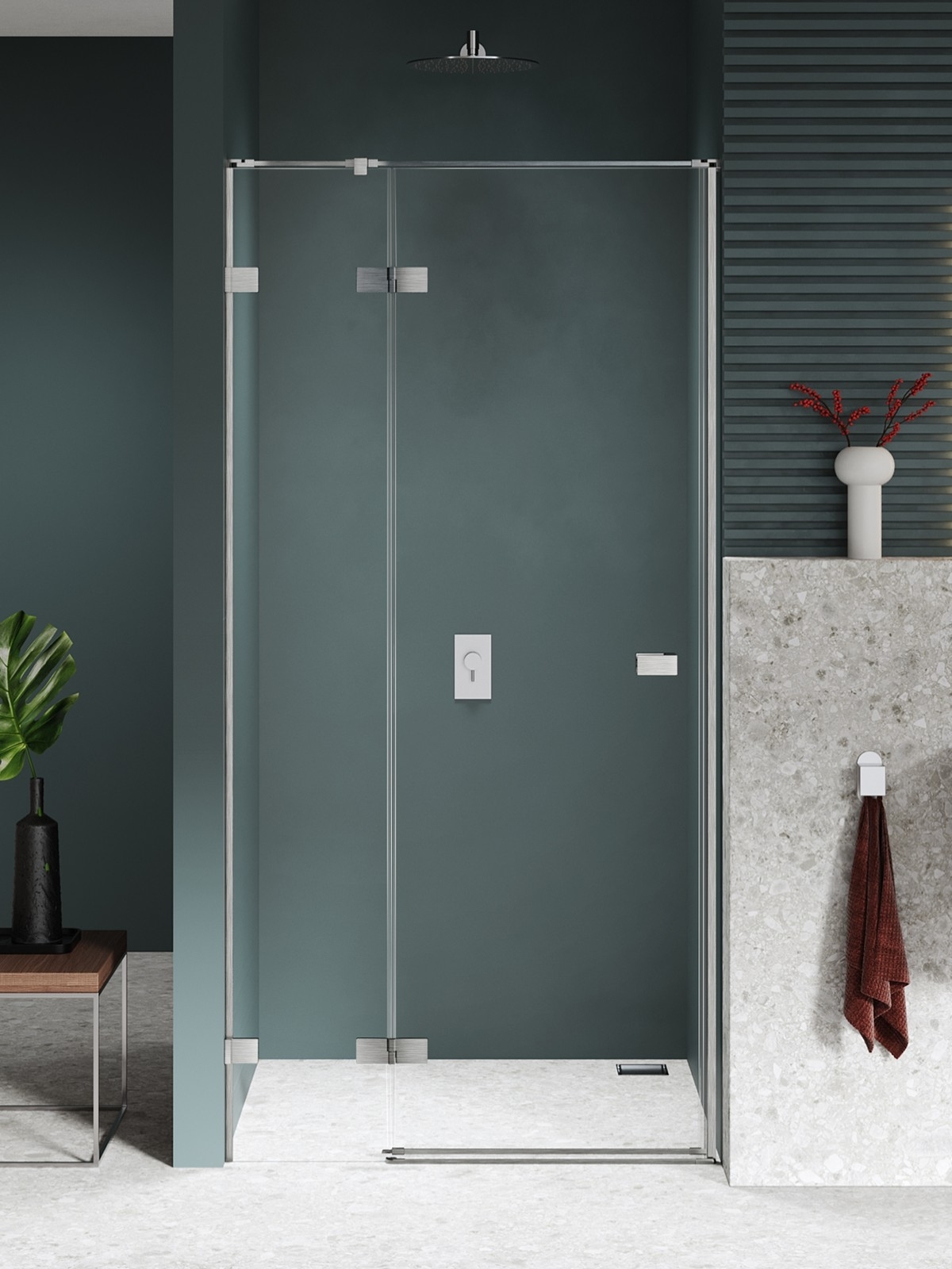 New Trendy Avexa Nickel Brushed porta doccia 90 cm a battente nichel spazzolata/vetro trasparente EXK-8459