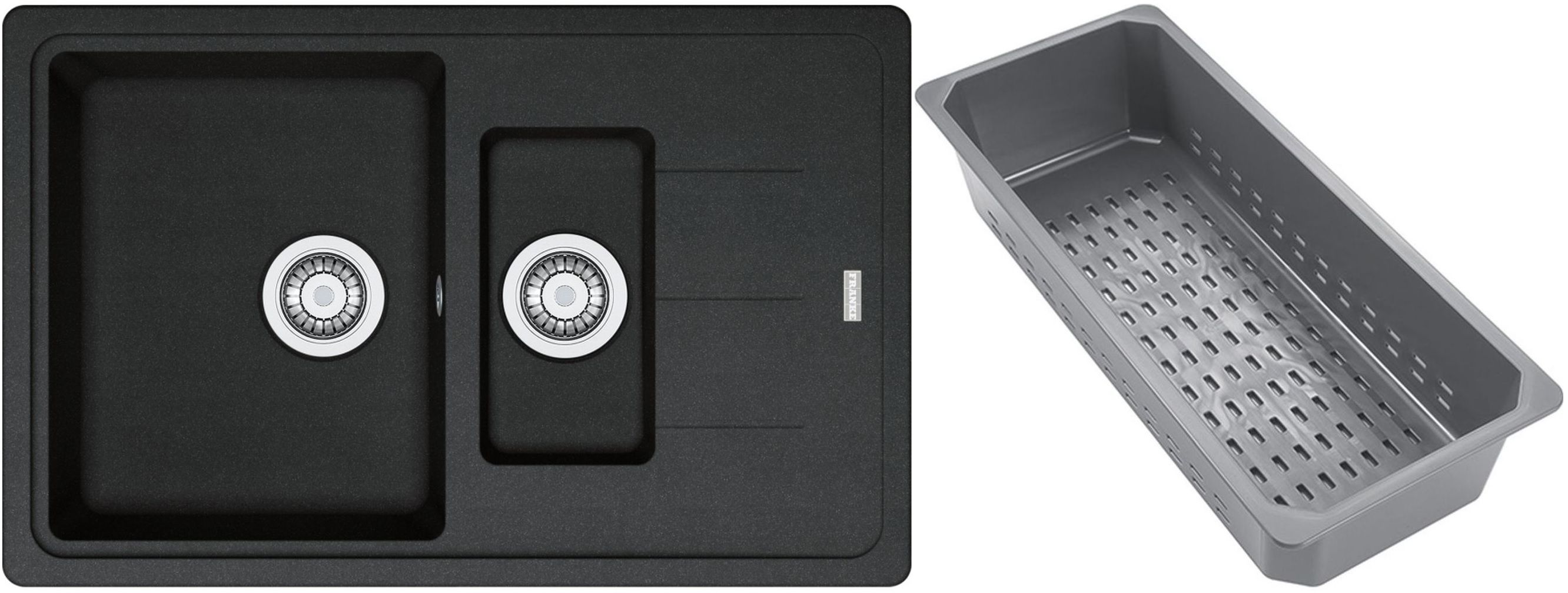 Franke Basis lavello in granito con inserto gocciolatoio 78x50 cm grigio/grafite/inox 114.0743.071