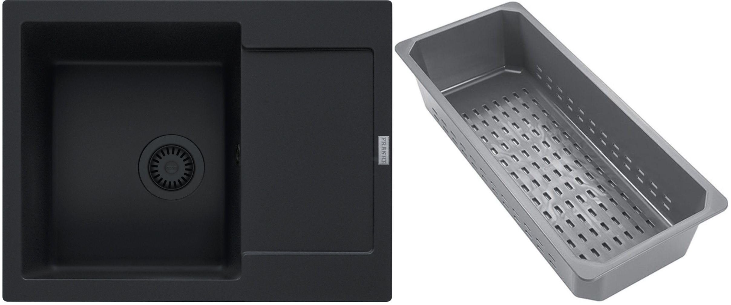 Franke Maris lavello in granito con inserto gocciolatoio 62x50 cm nero 114.0741.969