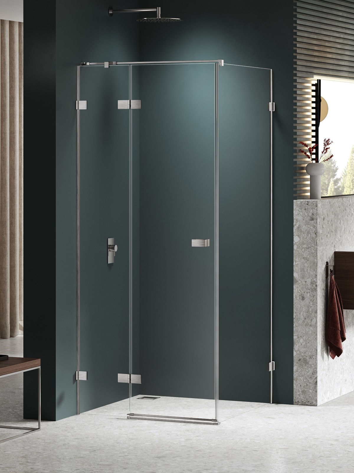 New Trendy Avexa Nickel Brushed box doccia 90x90 cm quadrato nichel spazzolata/vetro trasparente EXK-8479