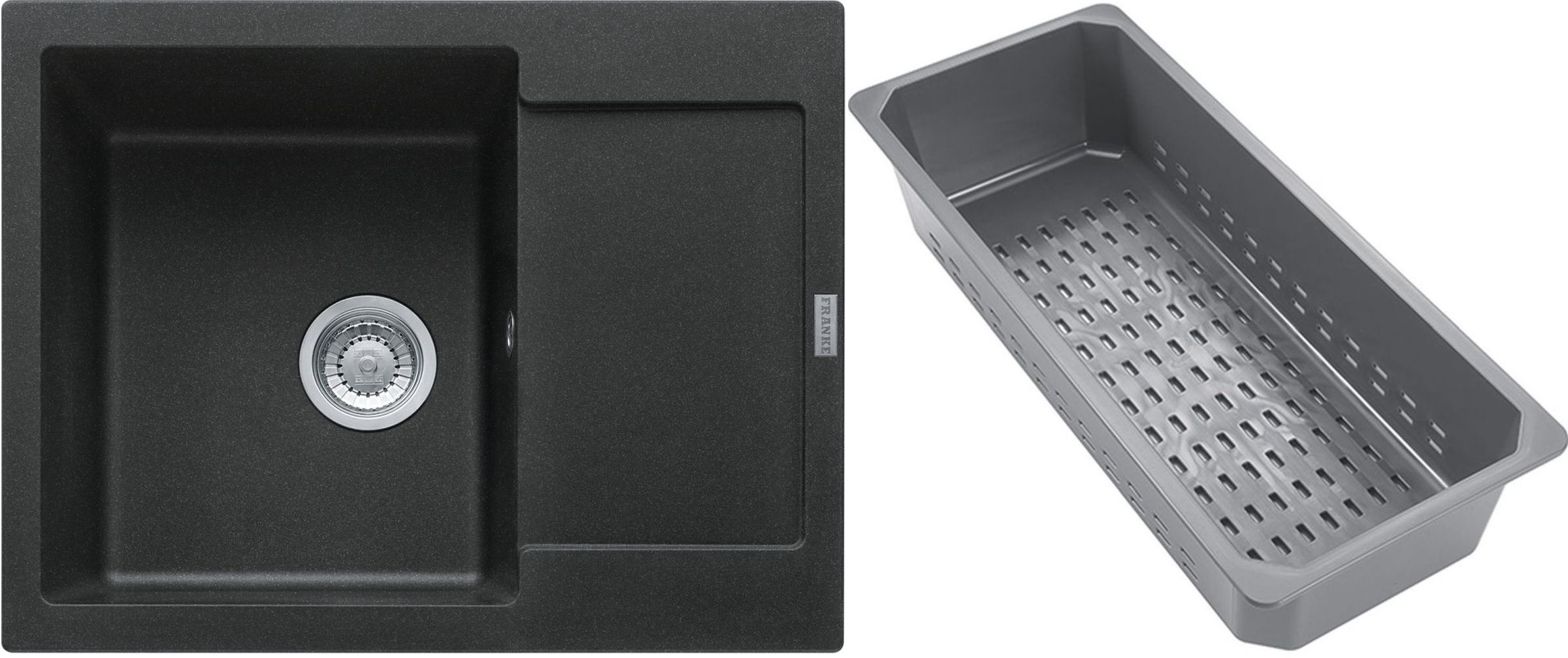 Franke Maris lavello in granito con inserto gocciolatoio 62x50 cm grigio/grafite/inox 114.0741.967