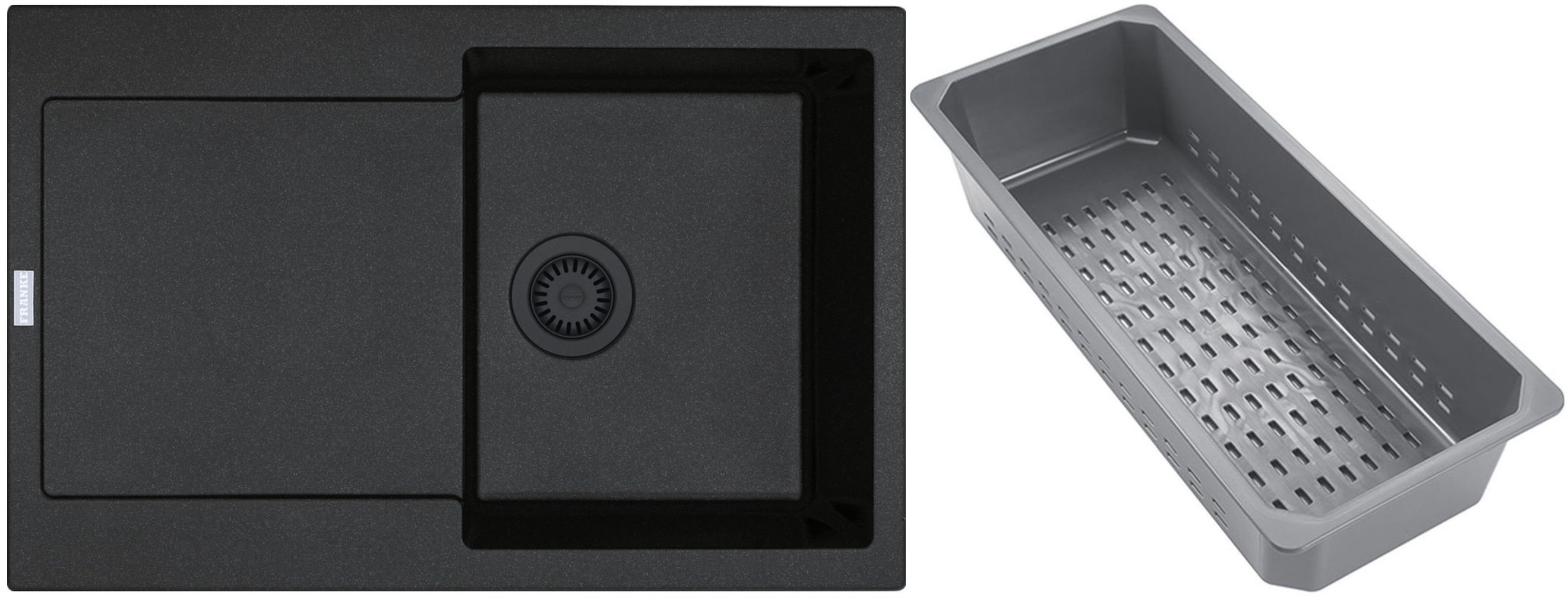 Franke Maris lavello in granito con inserto gocciolatoio 78x50 cm grigio/grafite/inox 114.0743.090