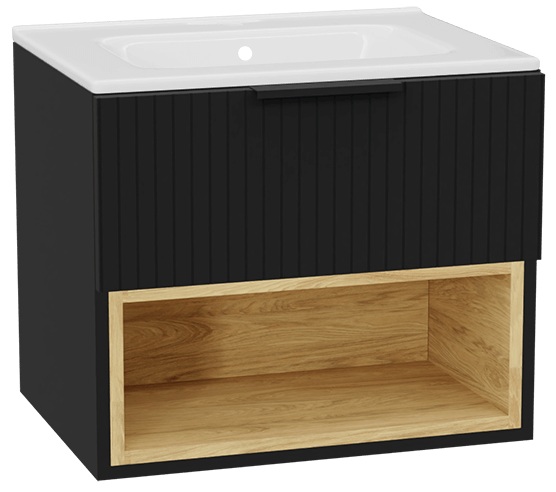 Set corpo dell'armadietto Excellent Tuto 2.0 MLEX.2171.600.BKBL, lavabo Excellent Pik CEEX.6517.600.WH, MLEX.2151.600.03.BK