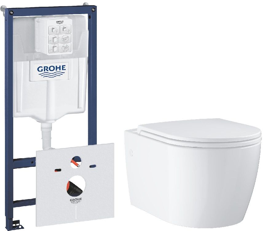 Set vaso WC con copriwater a discesa lenta Grohe Start 103848SH00, modulo di installazione Grohe Rapid SL 38539001