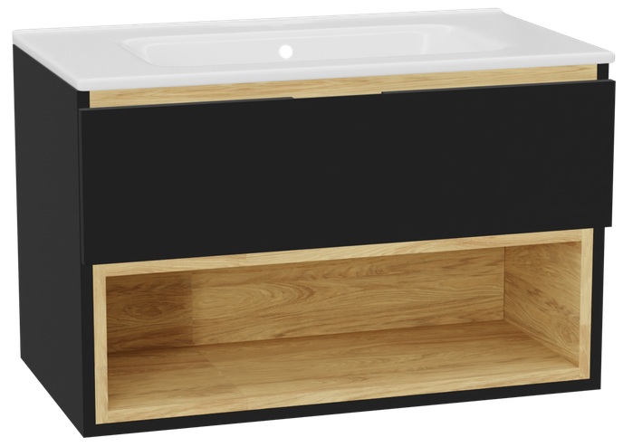 Set corpo dell'armadietto Excellent Tuto 2.0 MLEX.2171.800.BKBL, lavabo Excellent Pik CEEX.6517.800.WH, MLEX.2151.800.01.BK