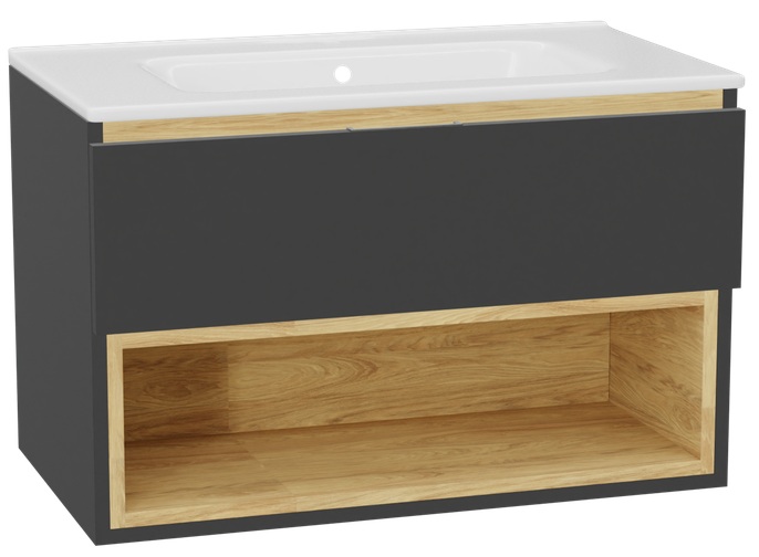 Set corpo dell'armadietto Excellent Tuto 2.0 MLEX.2171.800.GRBL, lavabo Excellent Pik CEEX.6517.800.WH, MLEX.2151.800.01.GR