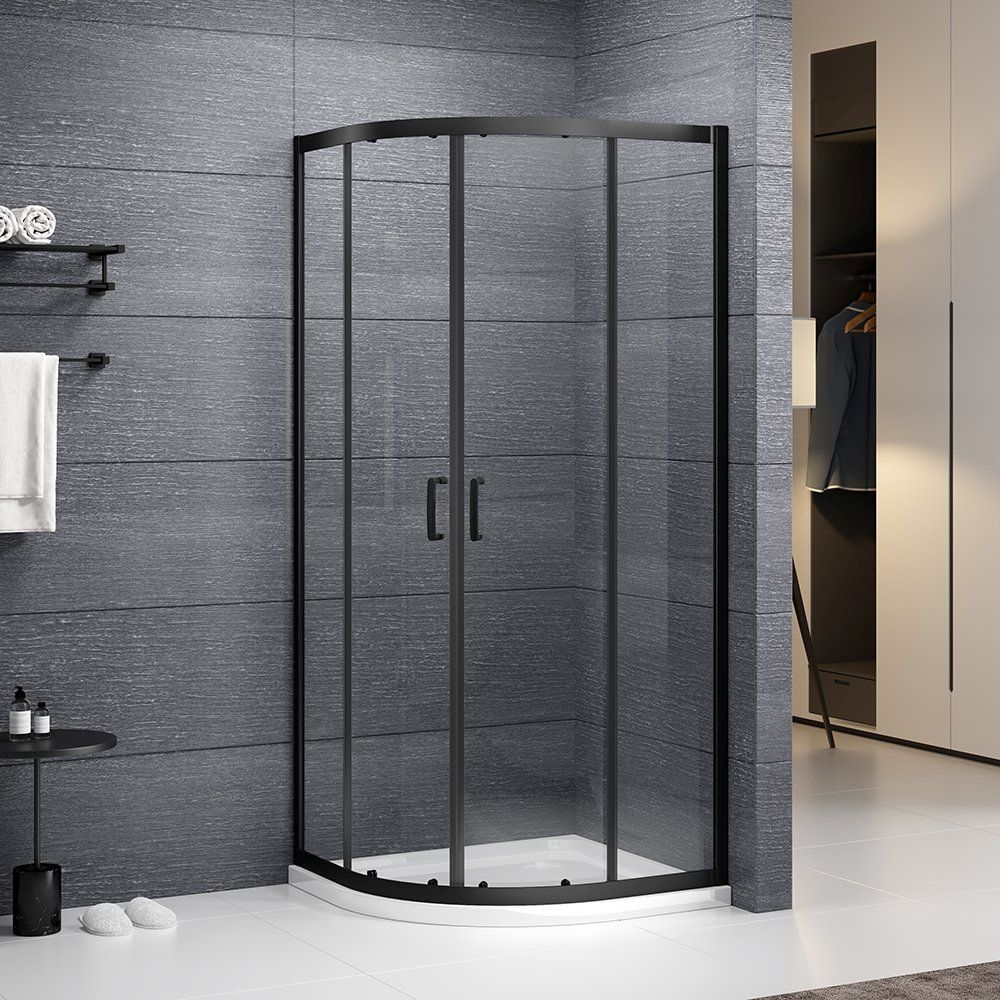 Roth Albis Black box doccia 80x80 cm semicircolare nero opaca/vetro trasparente N0786
