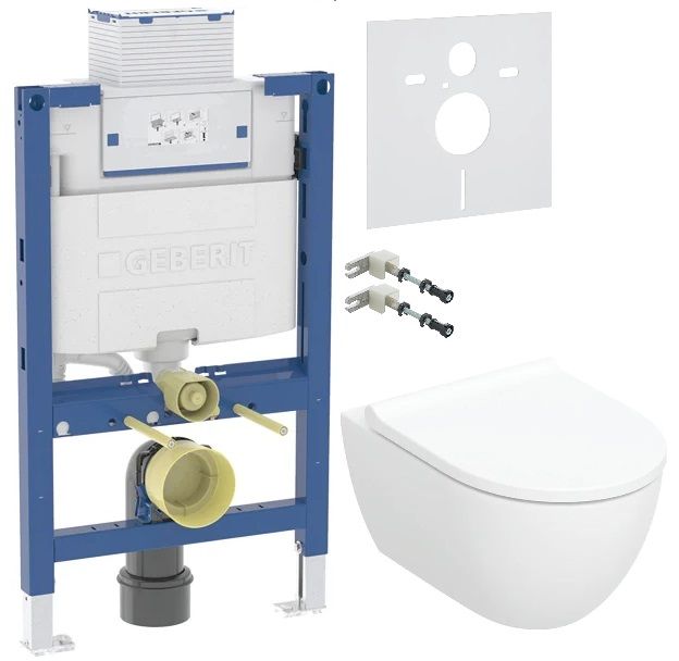 Set vaso WC con copriwater a discesa lenta Geberit Acanto 502.774.00.1, modulo di installazione Geberit Duofix 111.003.00.2, 111.815.00.1, 156.050.00.1