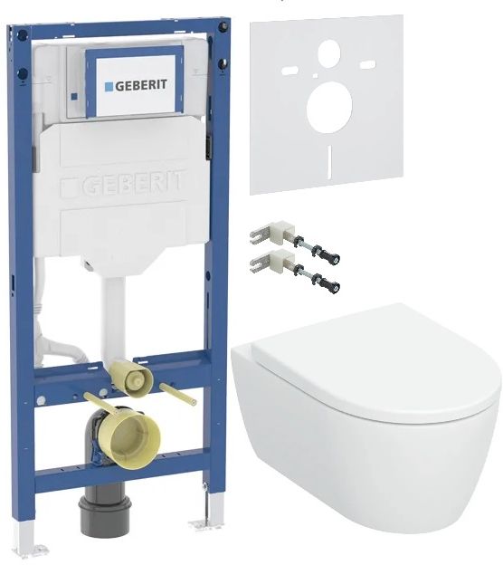 Set vaso WC con copriwater a discesa lenta Geberit iCon 503.046.00.1, modulo di installazione Geberit Duofix 111.320.00.6, 111.815.00.1, 156.050.00.1