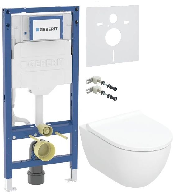 Set vaso WC con copriwater a discesa lenta Geberit Acanto 502.774.00.8, modulo di installazione Geberit Duofix 111.320.00.6, 111.815.00.1, 156.050.00.1