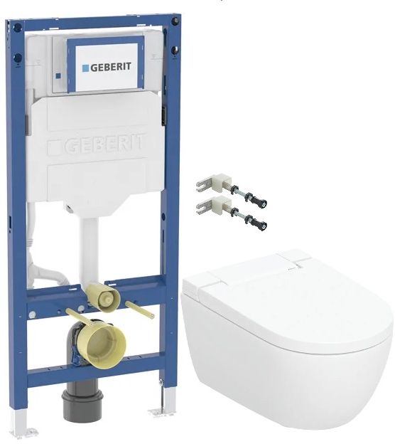 Set vaso con sedile bidet Geberit AquaClean 146.350.01.1, modulo di installazione Geberit Duofix 111.320.00.6, 111.815.00.1