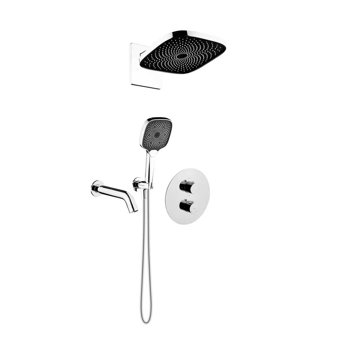 Set rubinetto per vasca e doccia Oltens Katla 34600100, soffione doccia Oltens Vann 37008100, 39403100, 39100100, 37108100, 39304100, 37200100