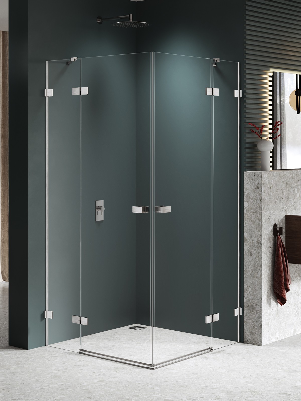 New Trendy Avexa Nickel Brushed box doccia 120x110 cm rettangolare spazzolata/vetro trasparente EXK-8554
