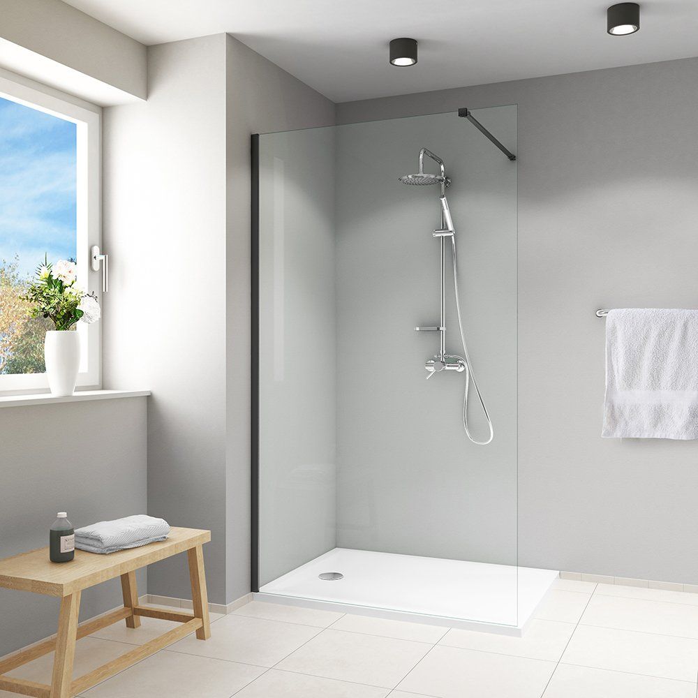 Roth El TWF parete doccia walk-in 80 cm nero opaca/vetro trasparente EITWF08020NPE