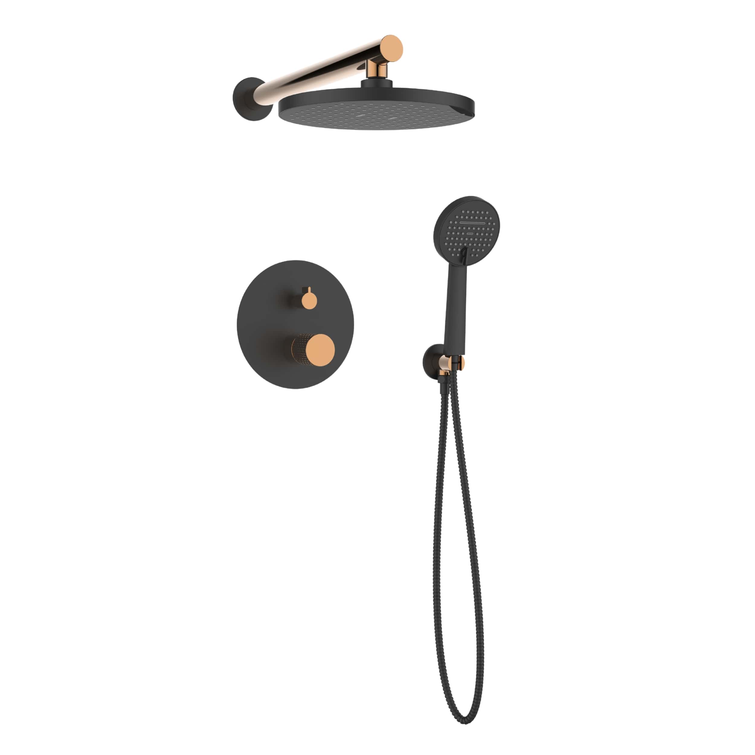 Invena Moonlight set doccia da incasso con soffione nero BS-77-014