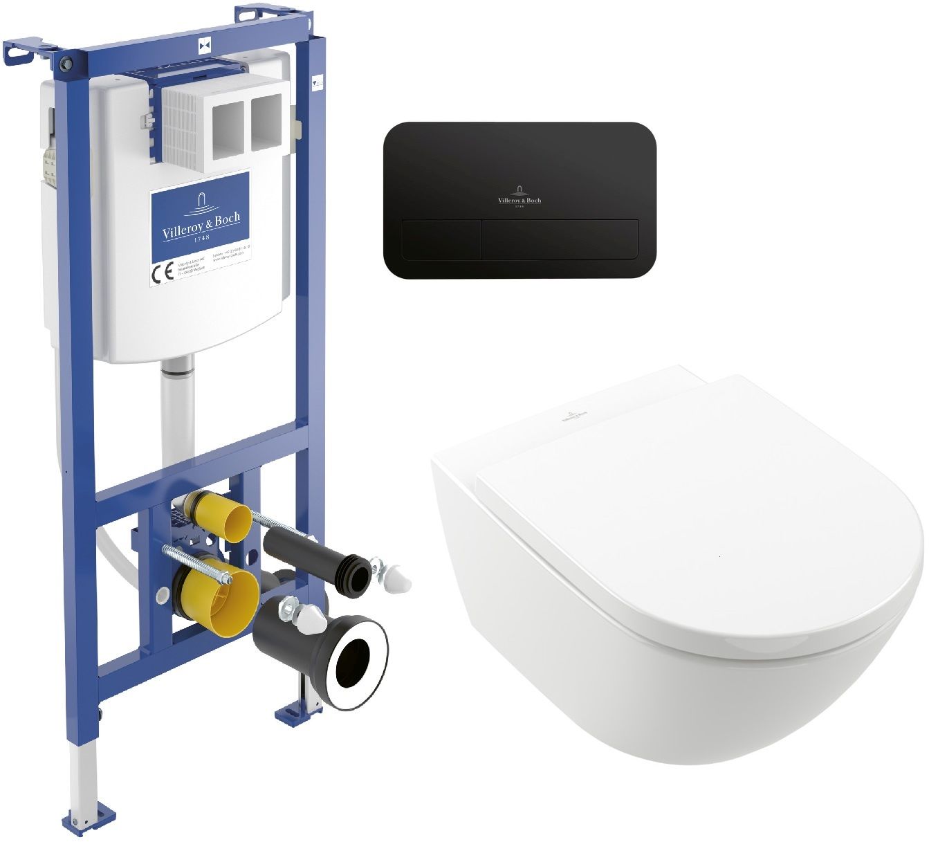 Set set vaso WC con copriwater Villeroy & Boch Subway 3.0 4670TSR1, modulo di installazione Villeroy & Boch ViConnect 92242700, 922490AN