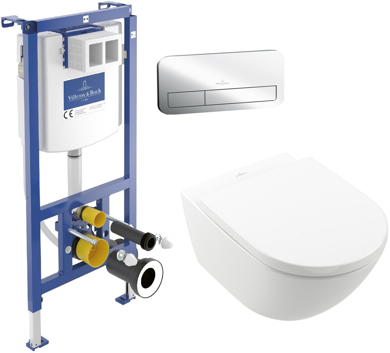 Set set vaso WC con copriwater Villeroy & Boch Subway 3.0 4670TSR1, modulo di installazione Villeroy & Boch ViConnect 92242700, 92249061
