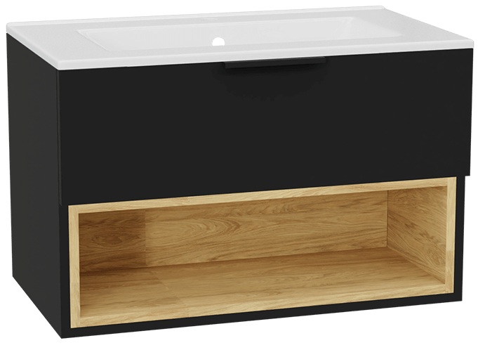 Set corpo dell'armadietto Excellent Tuto 2.0 MLEX.2171.800.BKBL, lavabo Excellent As CEEX.3617.800.WH, MLEX.2151.800.02.BK