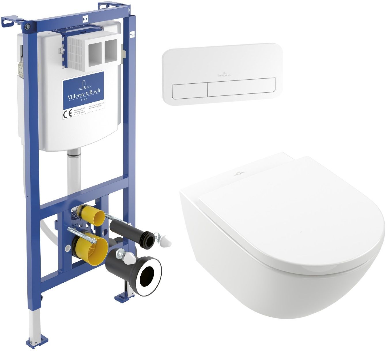 Set set vaso WC con copriwater Villeroy & Boch Subway 3.0 4670TS01, modulo di installazione Villeroy & Boch ViConnect 92242700, 92249068