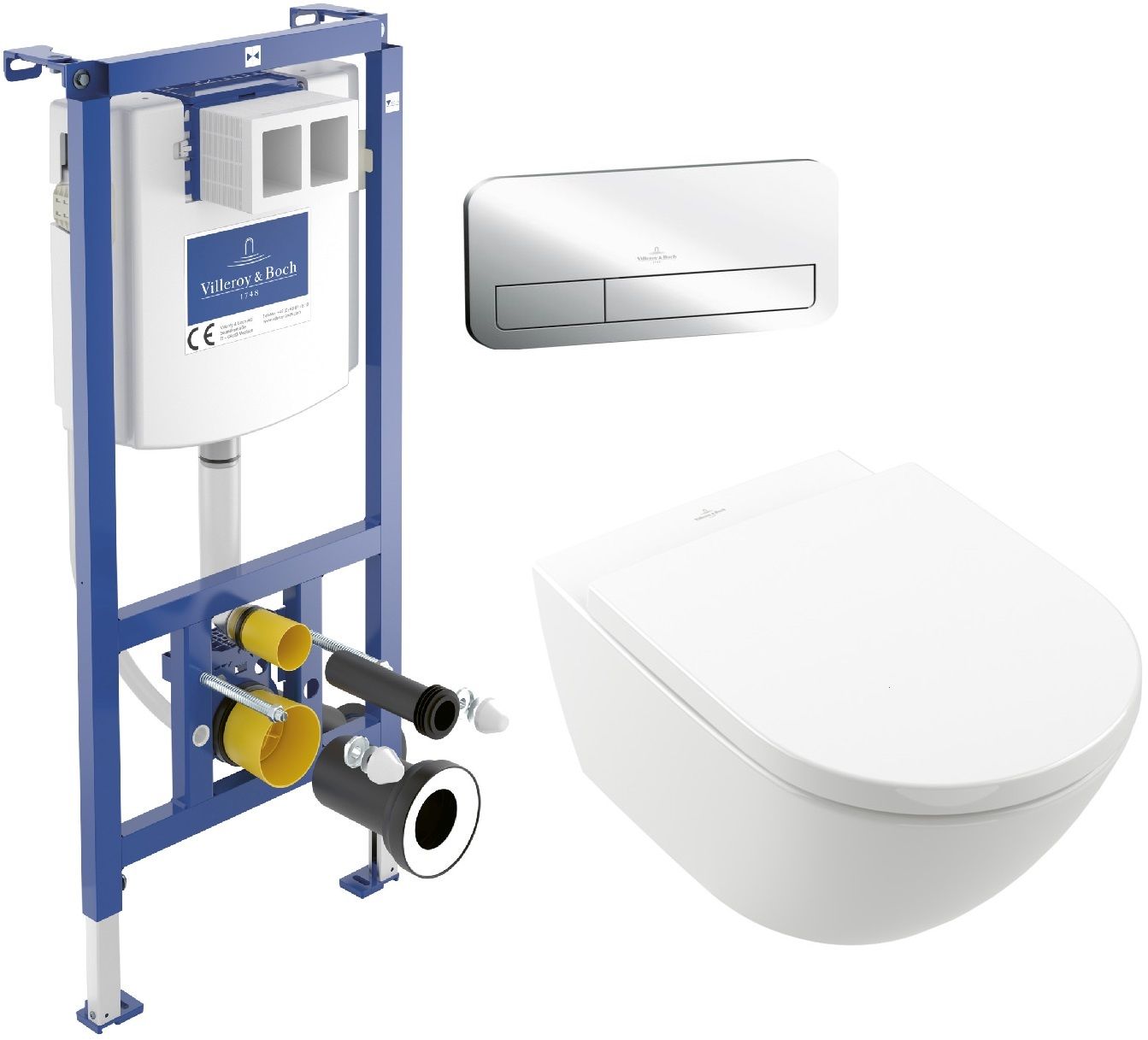 Set set vaso WC con copriwater Villeroy & Boch Subway 3.0 4670TS01, modulo di installazione Villeroy & Boch ViConnect 92242700, 92249061