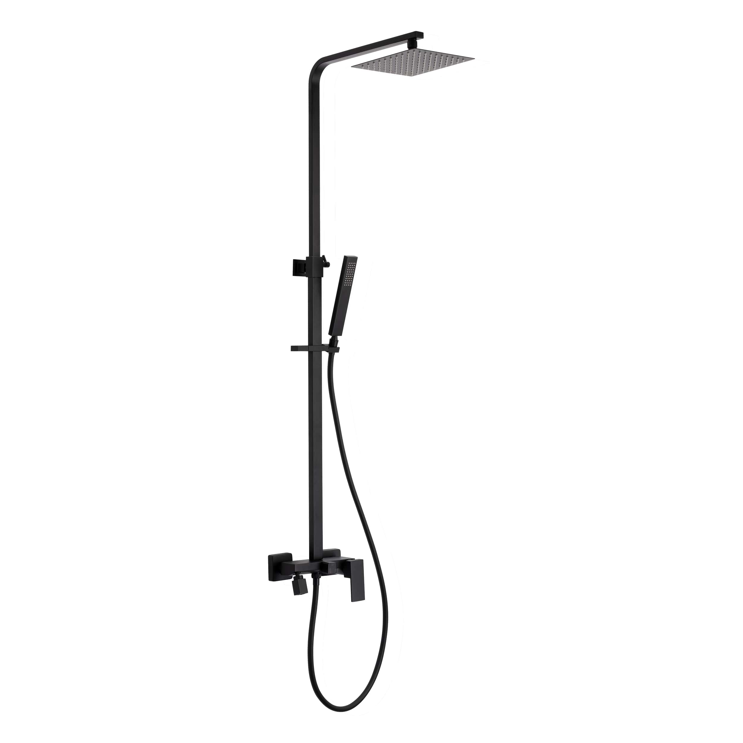 Invena Paros set per vasca e doccia a parete con soffione nero AU-33-B04