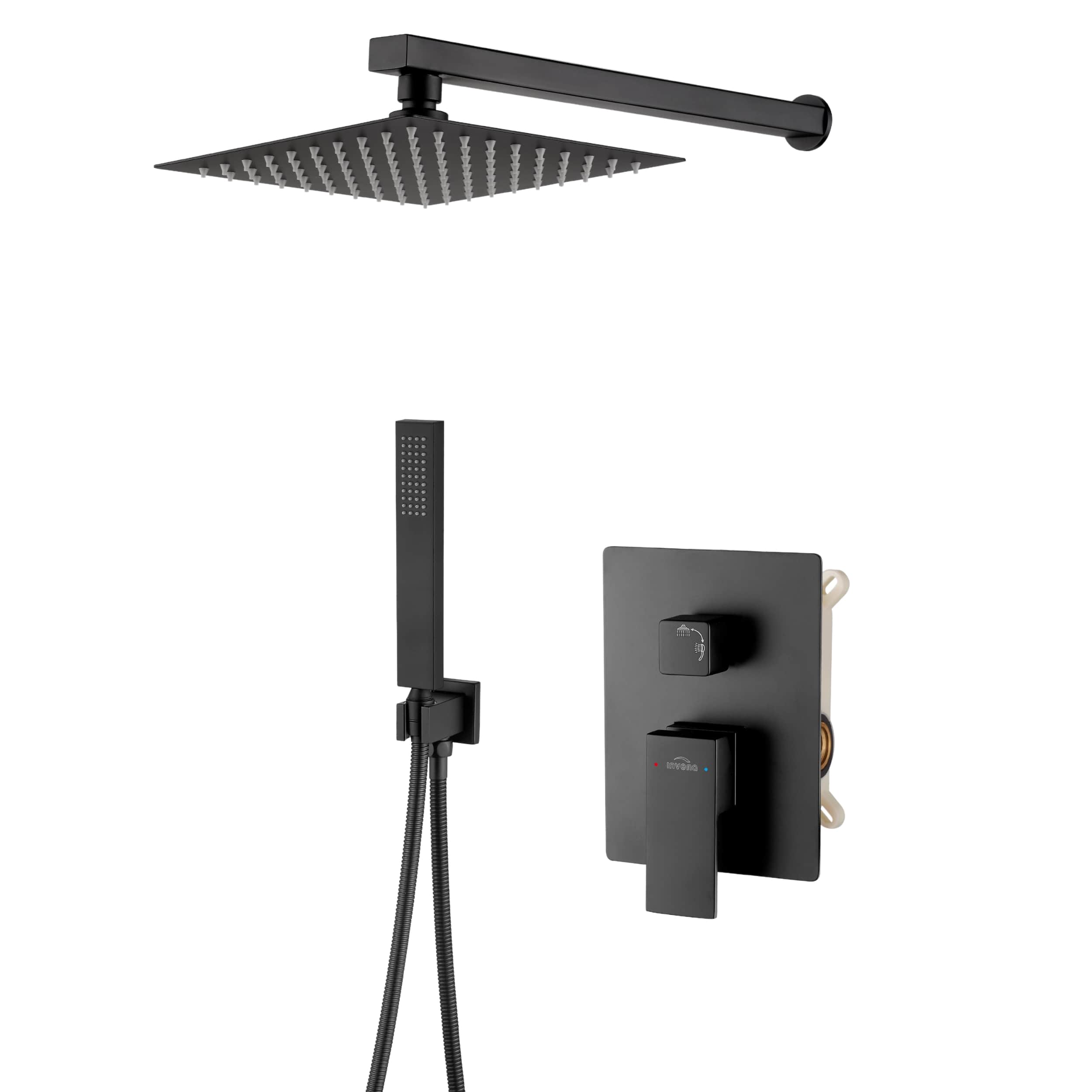 Invena Paros set doccia da incasso con soffione nero BS-09-004