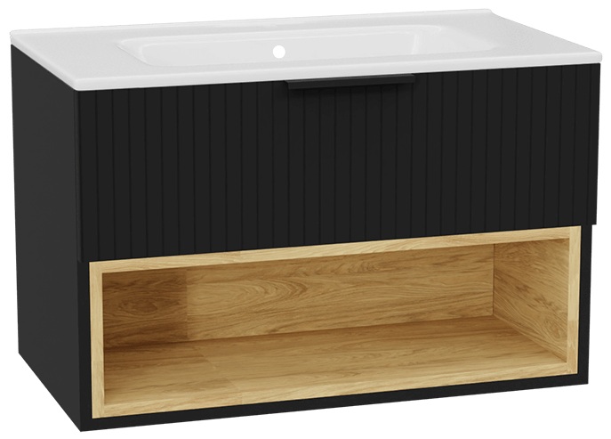 Set corpo dell'armadietto Excellent Tuto 2.0 MLEX.2171.800.BKBL, lavabo Excellent Pik CEEX.6517.800.WH, MLEX.2151.800.03.BK