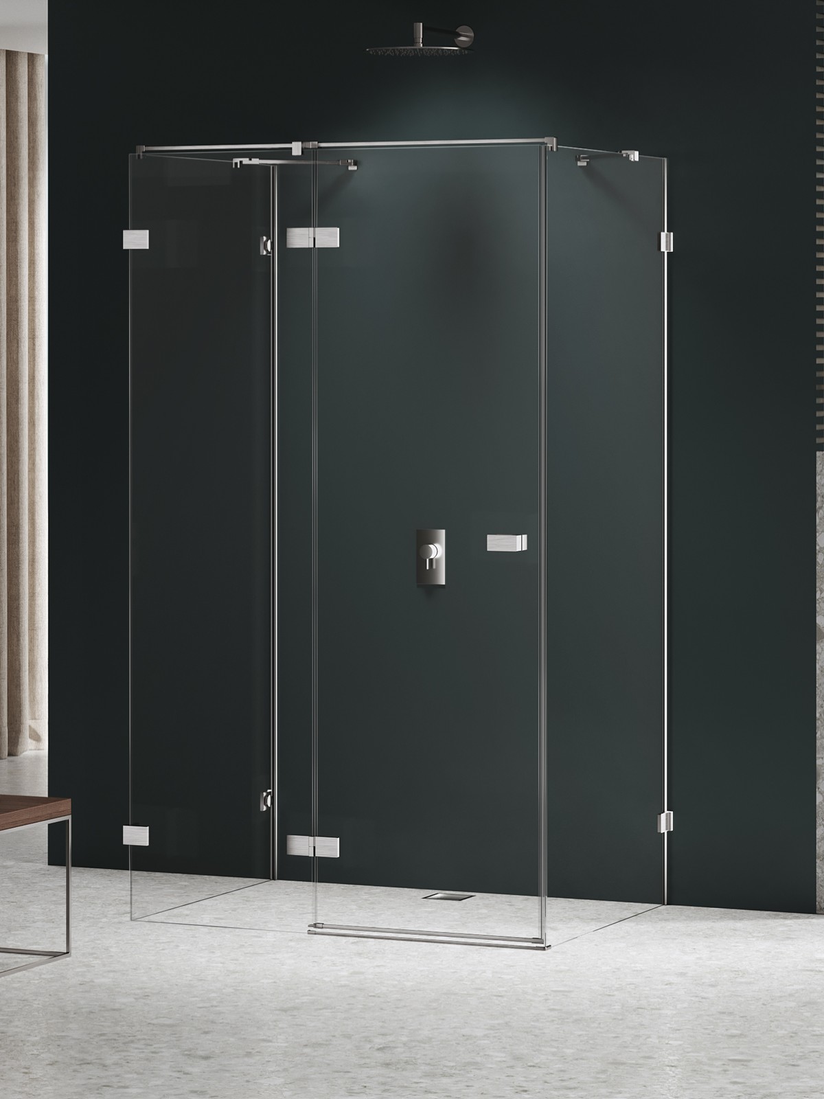 New Trendy Avexa Nickel Brushed box doccia 110x100 cm rettangolare nichel spazzolata/vetro trasparente EXK-8585