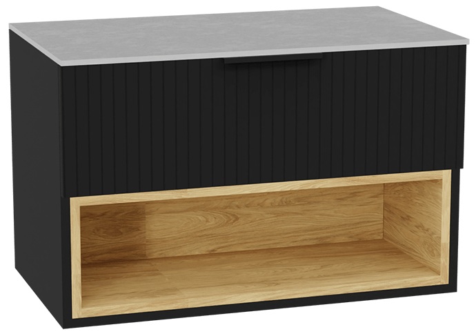 Set corpo dell'armadietto Excellent Tuto 2.0 MLEX.2171.800.BKBL, piano sopra armadietto Excellent Tuto 2.0 MLEX.2116.800.SJ, MLEX.2151.800.03.BK