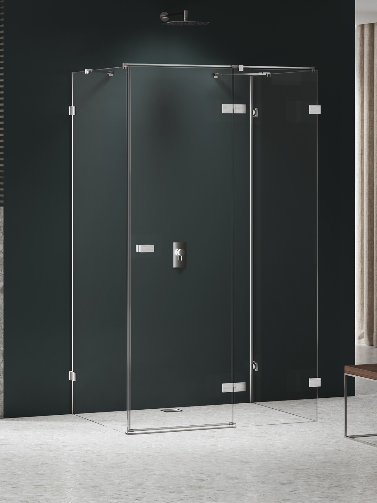 New Trendy Avexa Nickel Brushed box doccia 100x90 cm rettangolare nichel spazzolata/vetro trasparente EXK-8608