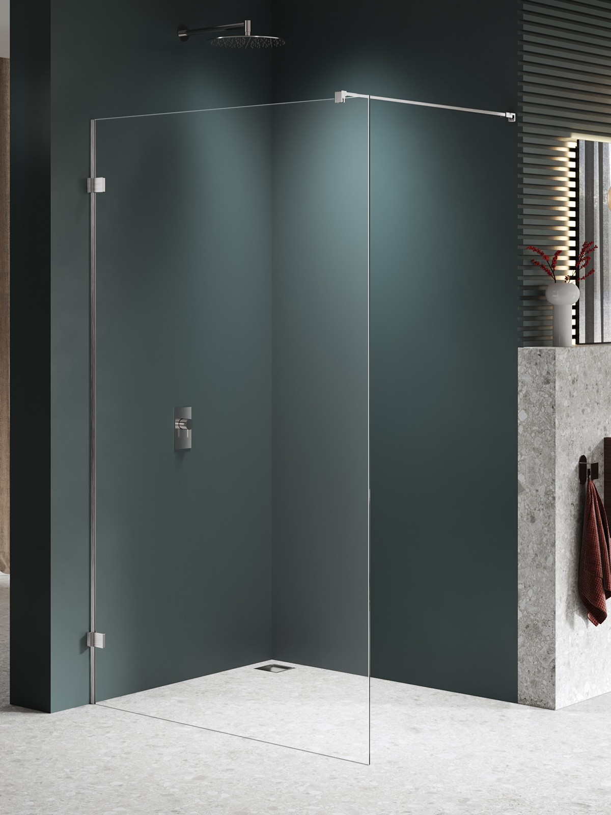 New Trendy Avexa Nickel Brushed parete doccia walk-in 50 cm spazzolata/vetro trasparente EXK-8634