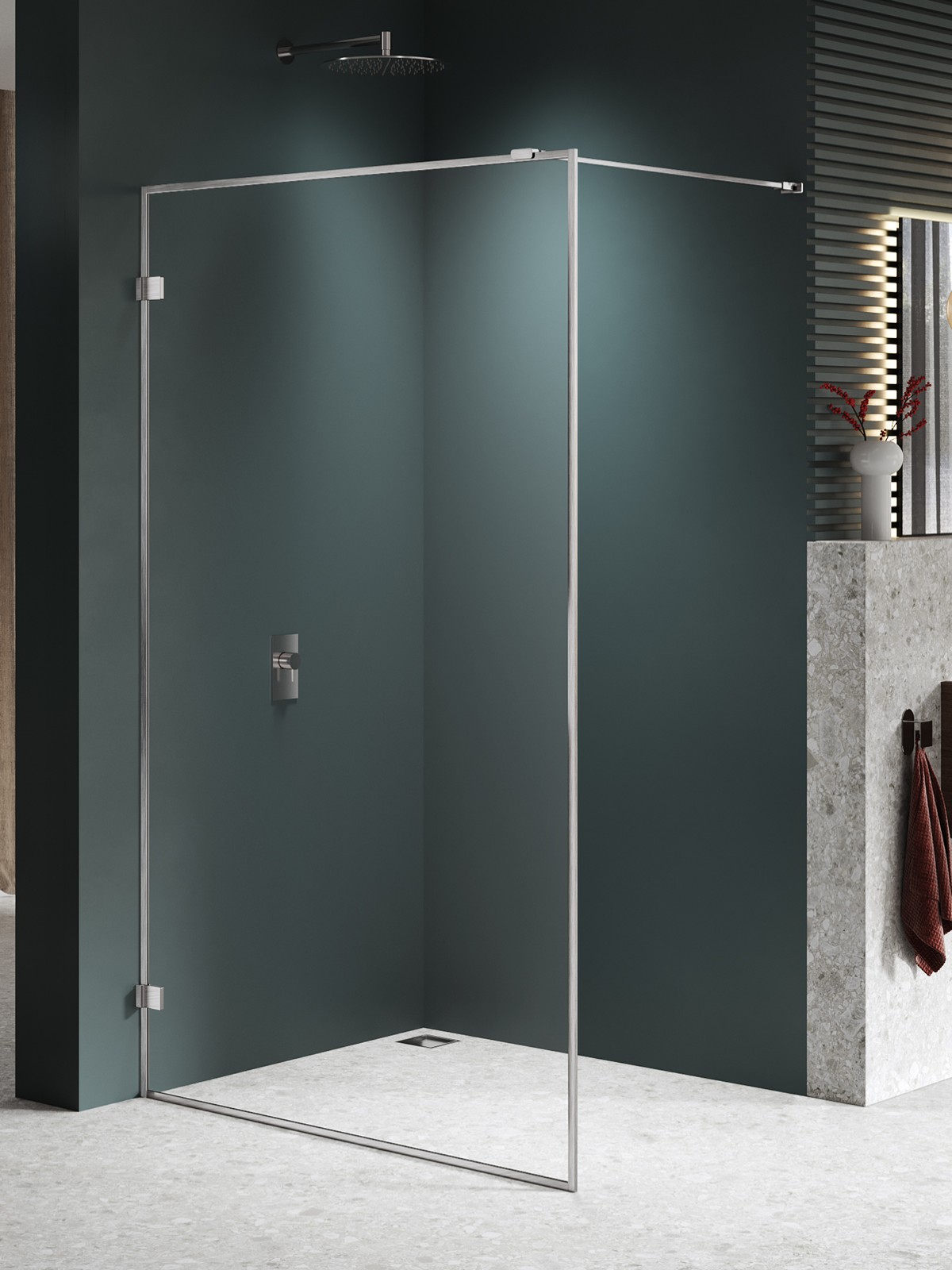 New Trendy Avexa Nickel Brushed parete doccia walk-in 100 cm spazzolata/vetro trasparente EXK-8651