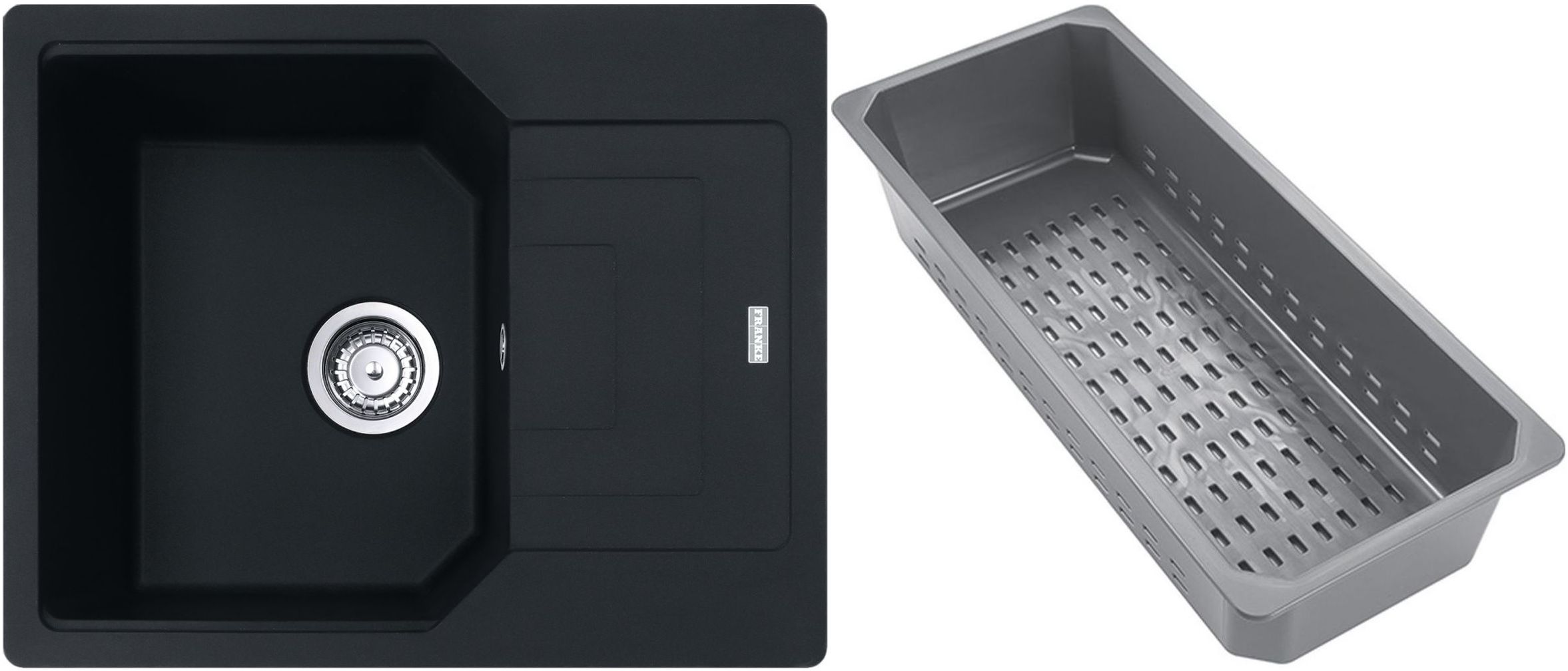 Franke Urban lavello in granito con inserto gocciolatoio 62x50 cm nero 114.0741.986