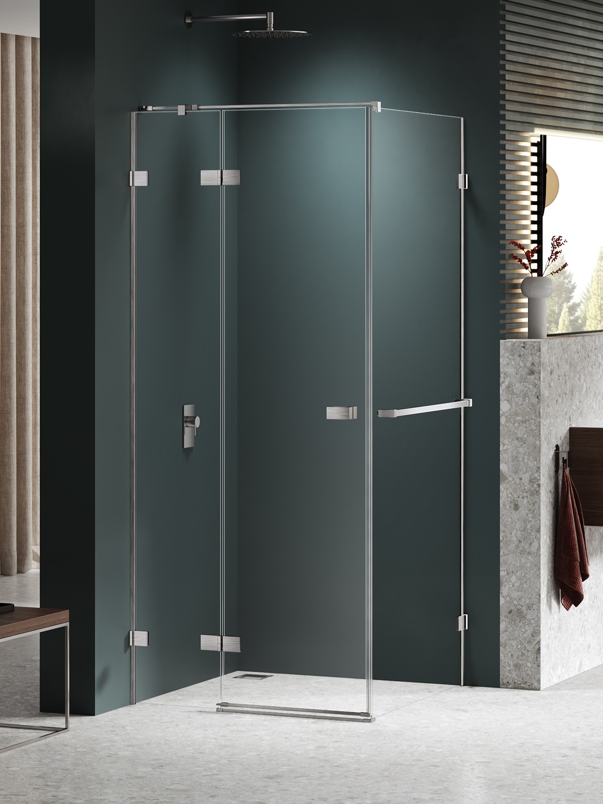 New Trendy Avexa Nickel Brushed box doccia 120x110 cm rettangolare spazzolata/vetro trasparente EXK-8679